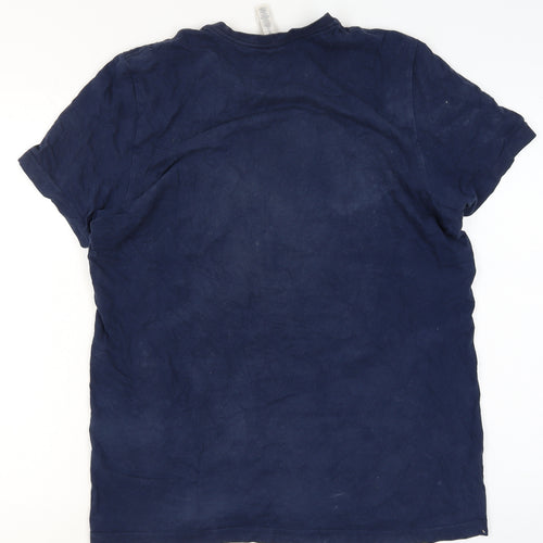 adidas Men's Blue Graphic Logo Crew Neck Short Sleeve T-Shirt L