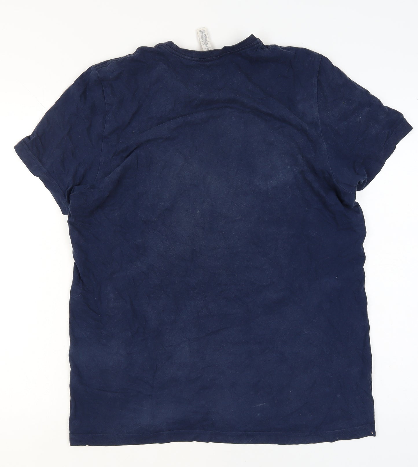 adidas Men's Blue Graphic Logo Crew Neck Short Sleeve T-Shirt L