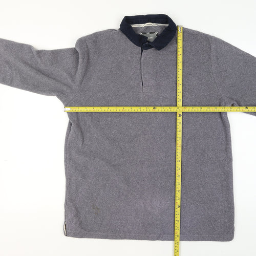 Cotton Traders Mens Grey Fleece Collared Pullover Jumper L
