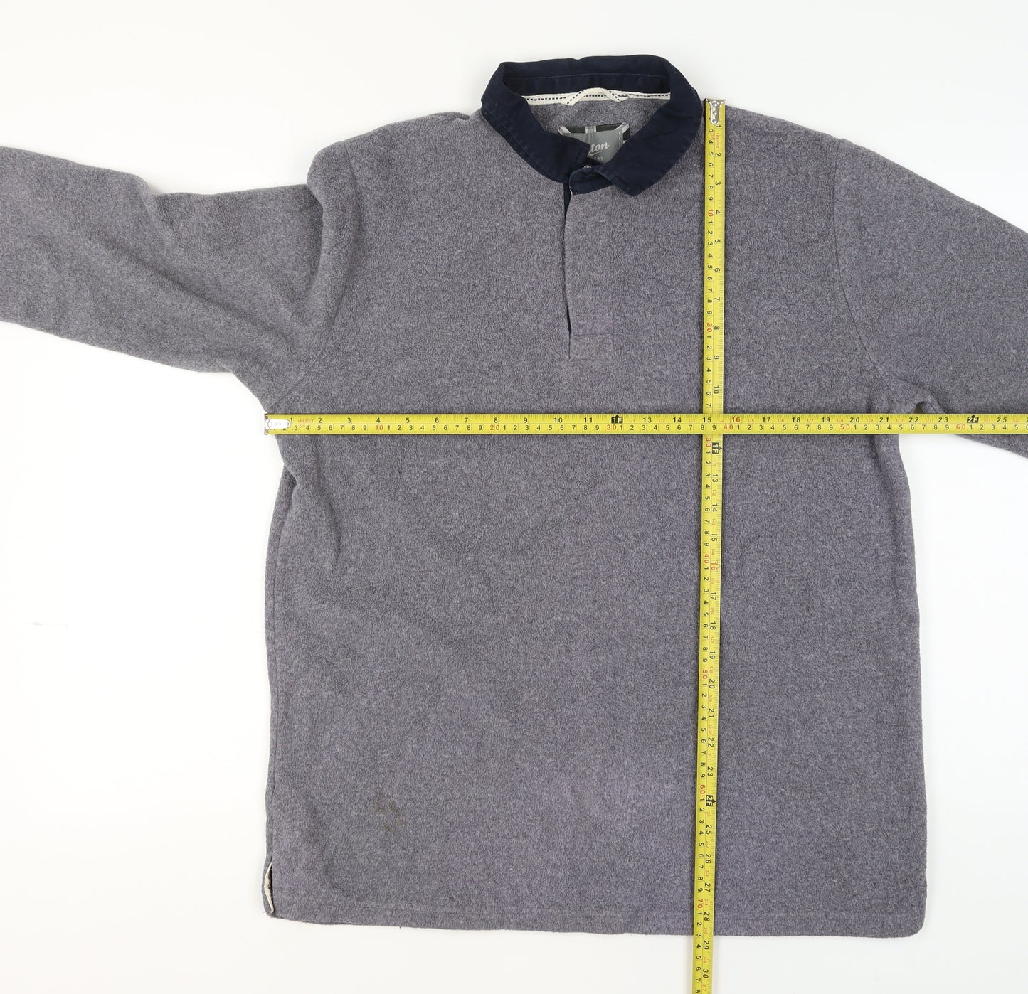 Cotton Traders Mens Grey Fleece Collared Pullover Jumper L