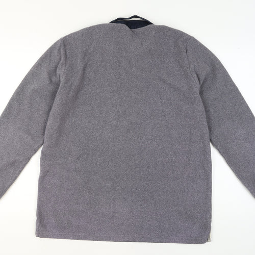Cotton Traders Mens Grey Fleece Collared Pullover Jumper L