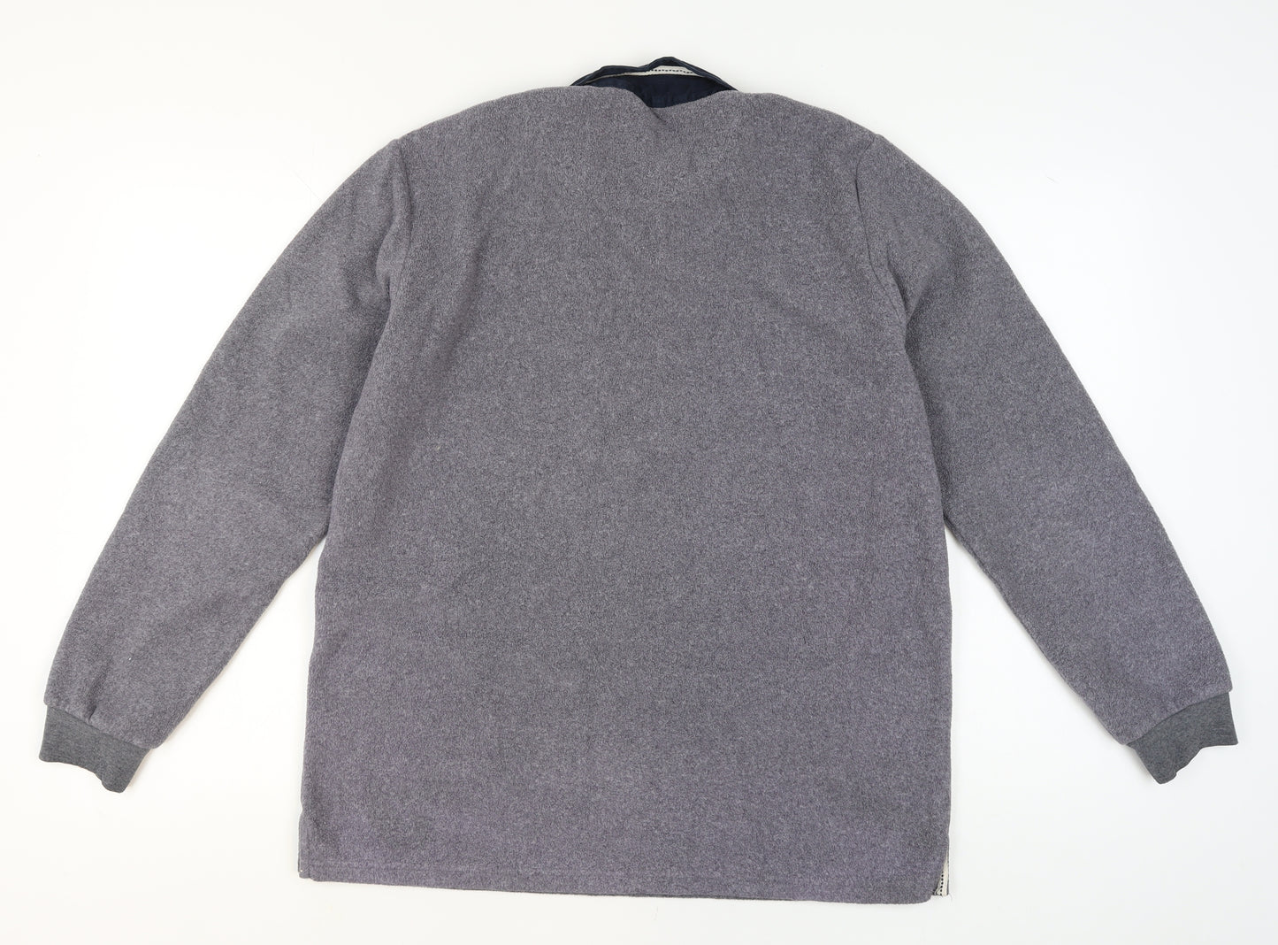 Cotton Traders Mens Grey Fleece Collared Pullover Jumper L