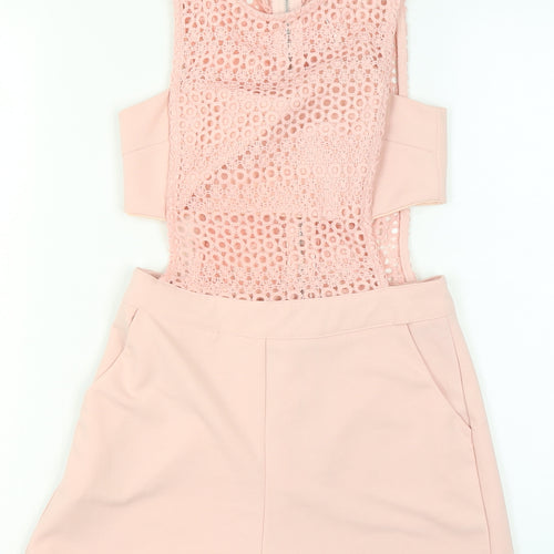 Cherry Koko Womens Pink Lace Zip Back Sleeveless Playsuit Size M