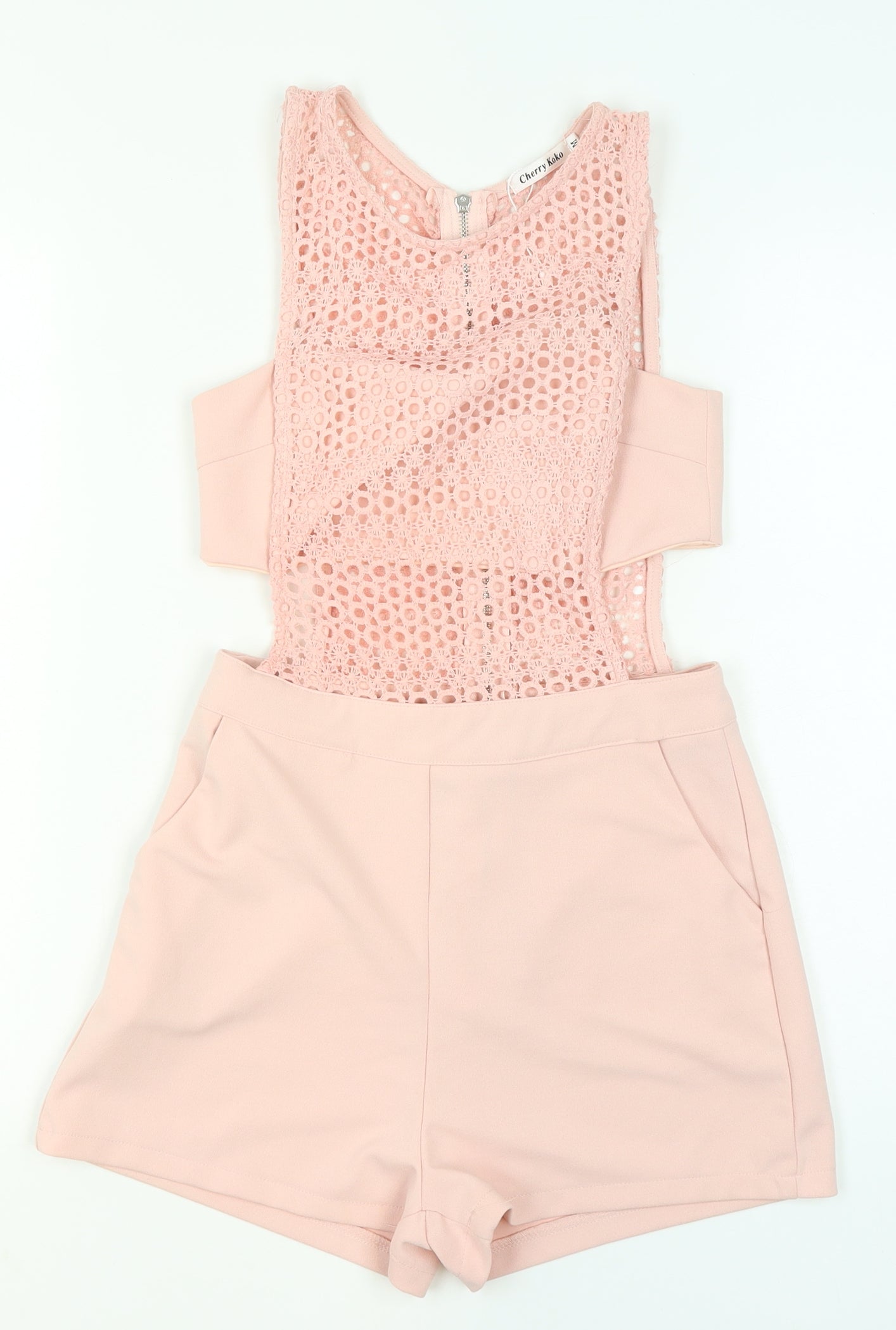 Cherry Koko Womens Pink Lace Zip Back Sleeveless Playsuit Size M