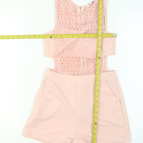 Cherry Koko Womens Pink Lace Zip Back Sleeveless Playsuit Size M