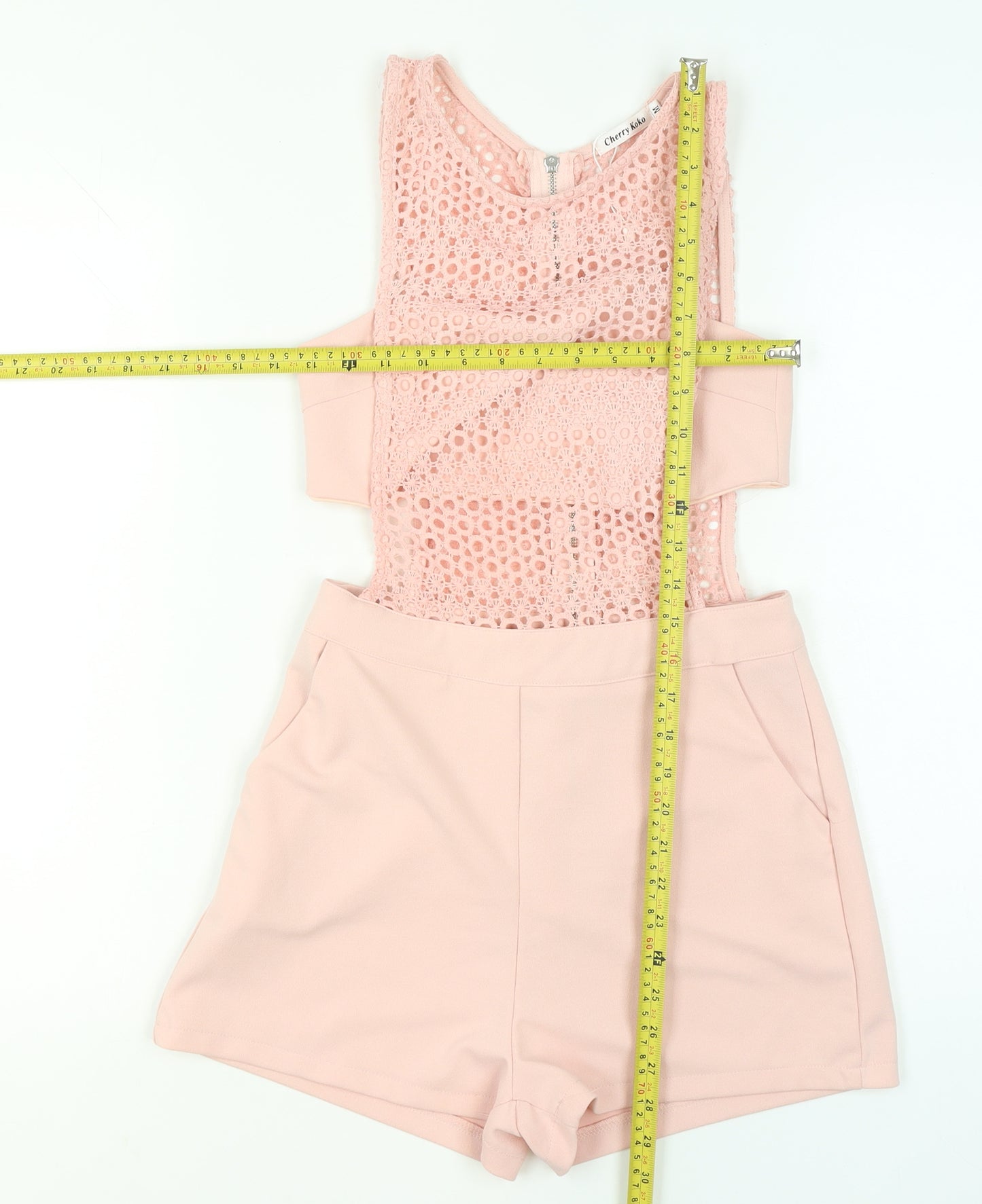 Cherry Koko Womens Pink Lace Zip Back Sleeveless Playsuit Size M