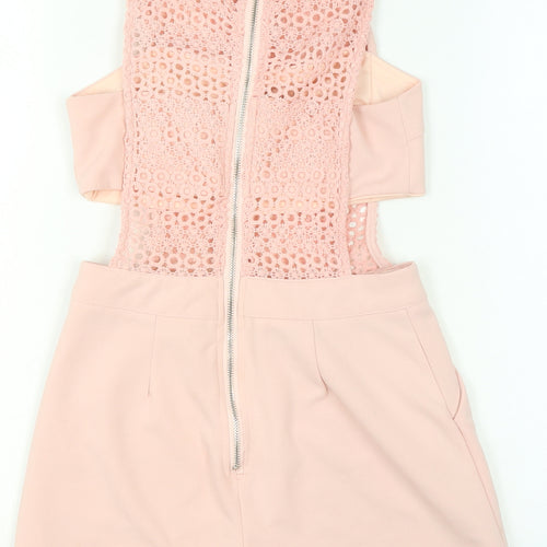 Cherry Koko Womens Pink Lace Zip Back Sleeveless Playsuit Size M
