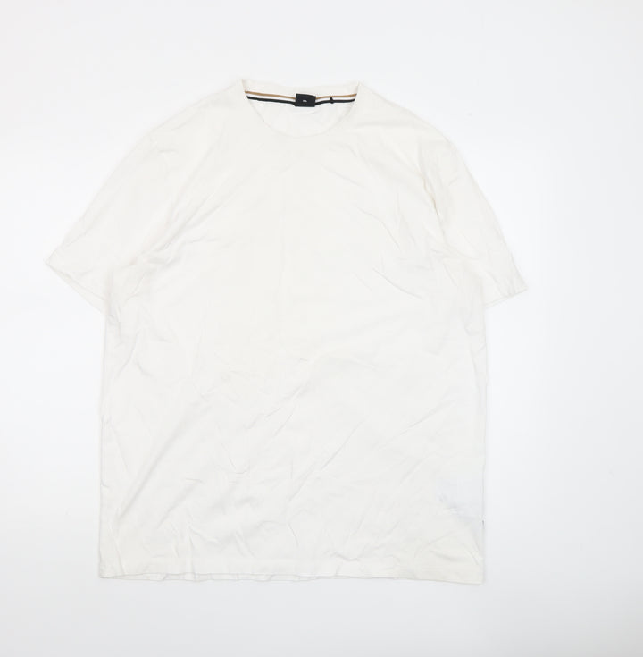 BOSS Men’s White 2XL Regular Fit Crew Neck Cotton T-Shirt