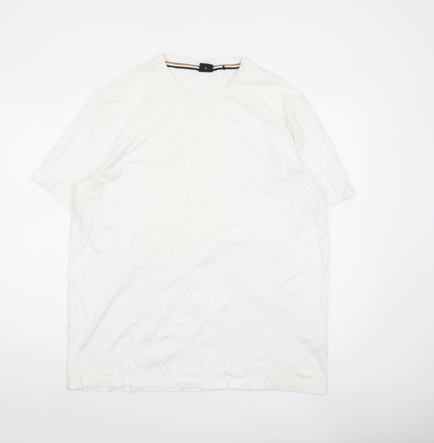 BOSS Men’s White 2XL Regular Fit Crew Neck Cotton T-Shirt