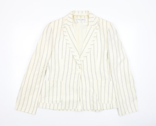 Sticky Fingers Women Ivory Pinstripe Linen Blend Blazer Size 14