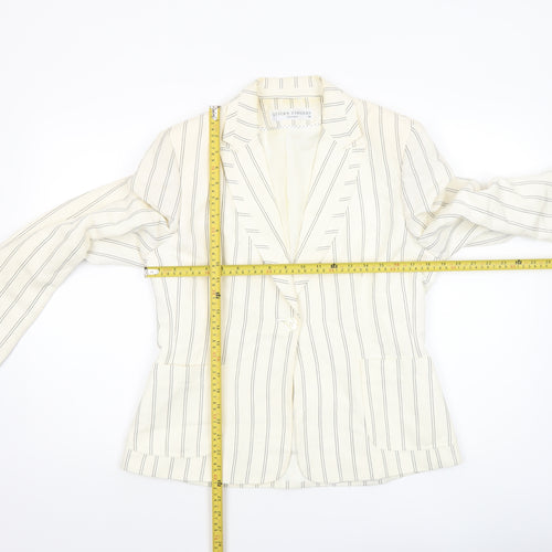 Sticky Fingers Women Ivory Pinstripe Linen Blend Blazer Size 14