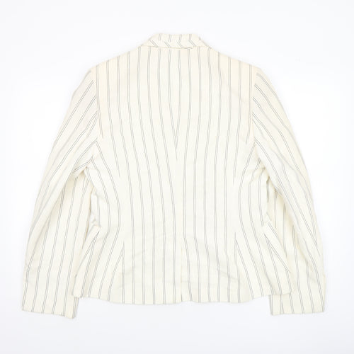 Sticky Fingers Women Ivory Pinstripe Linen Blend Blazer Size 14