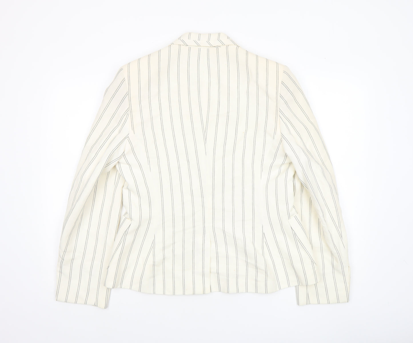 Sticky Fingers Women Ivory Pinstripe Linen Blend Blazer Size 14