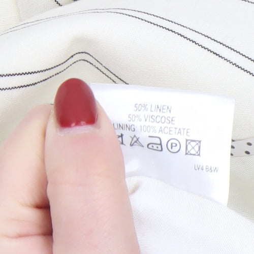 Sticky Fingers Women Ivory Pinstripe Linen Blend Blazer Size 14