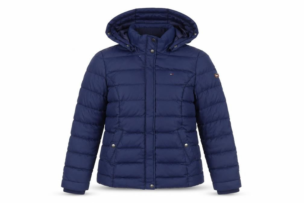 Front view of Hilfiger Denim Women's Blue XS Hooded Puffer Jacket