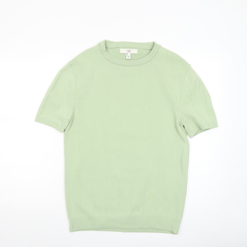 River Island Men's Green L Short Sleeve Crew Neck Pullover Jumper