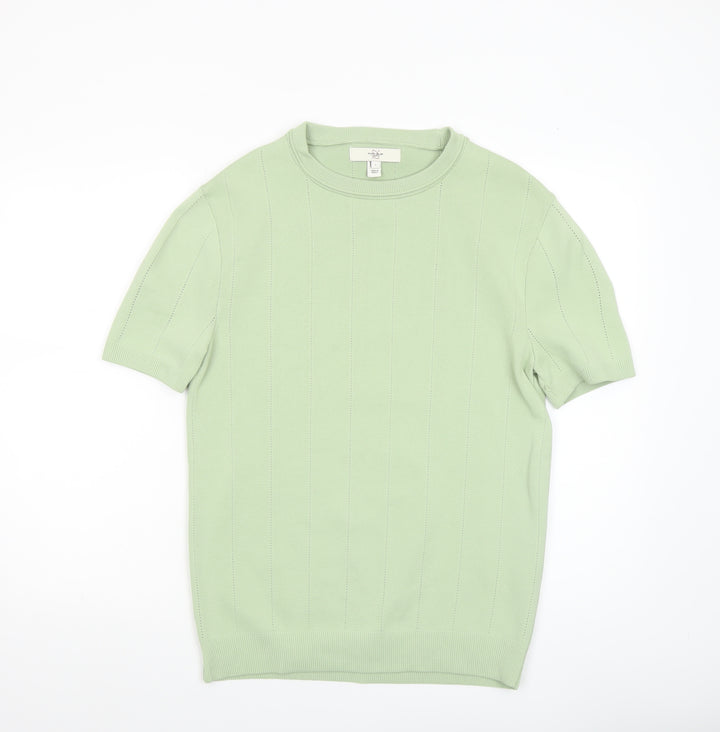River Island Men's Green L Short Sleeve Crew Neck Pullover Jumper