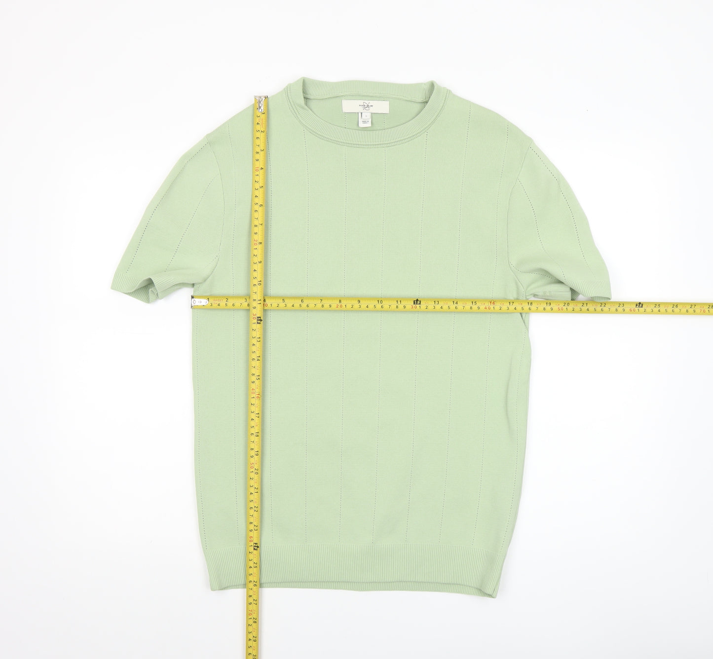 River Island Men's Green L Short Sleeve Crew Neck Pullover Jumper
