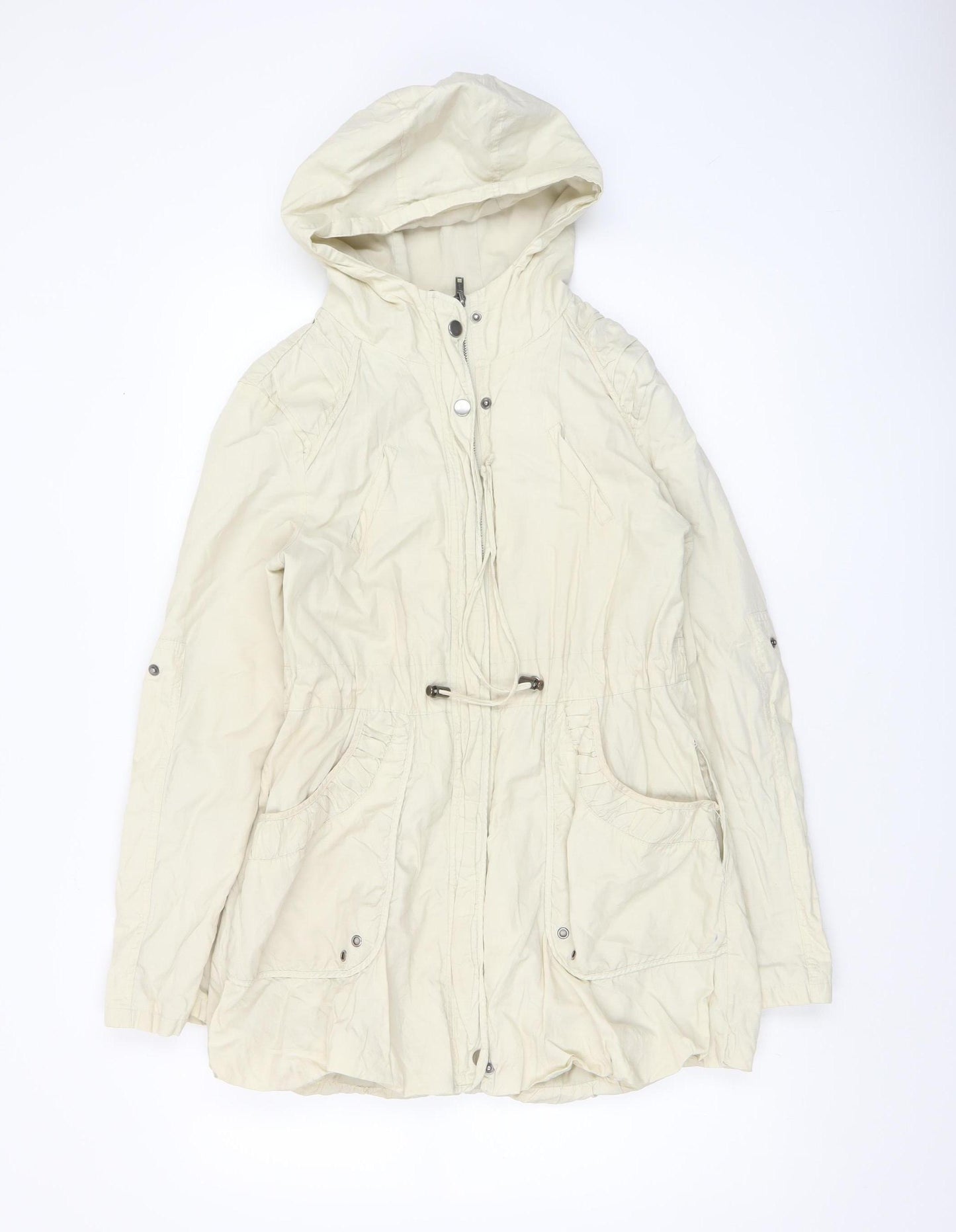 New Look Women’s Beige Hooded Parka Jacket UK 10 Drawstring Waist