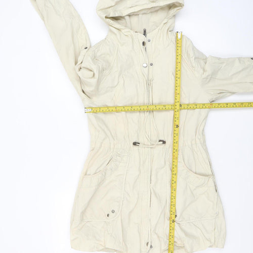New Look Women’s Beige Hooded Parka Jacket UK 10 Drawstring Waist