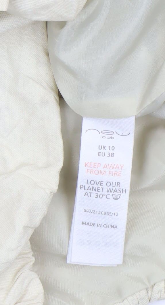 New Look Women’s Beige Hooded Parka Jacket UK 10 Drawstring Waist