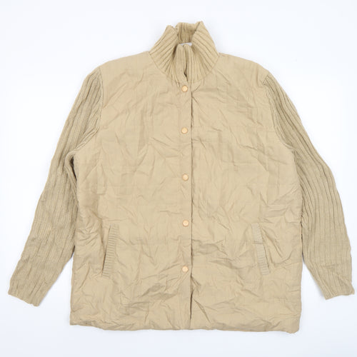 Damart Women Beige Quilted Knit Sleeve Jacket Size L