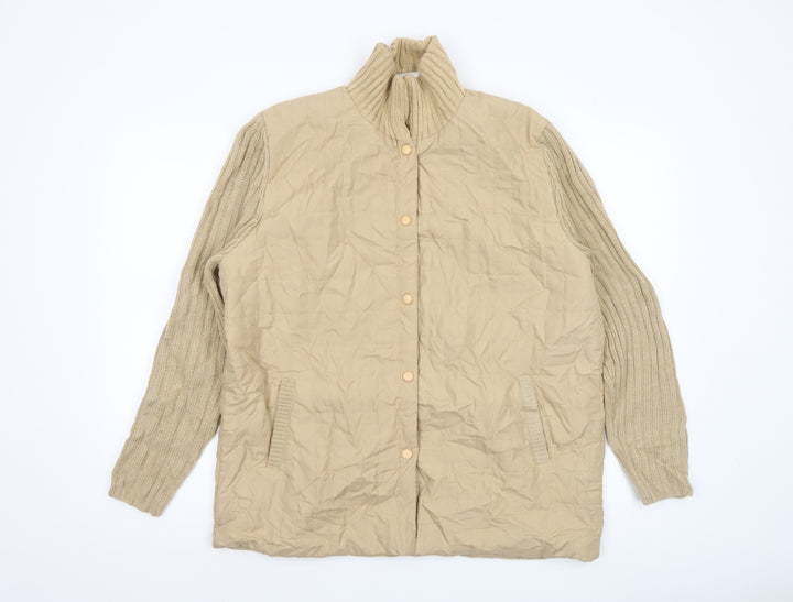 Damart Women Beige Quilted Knit Sleeve Jacket Size L