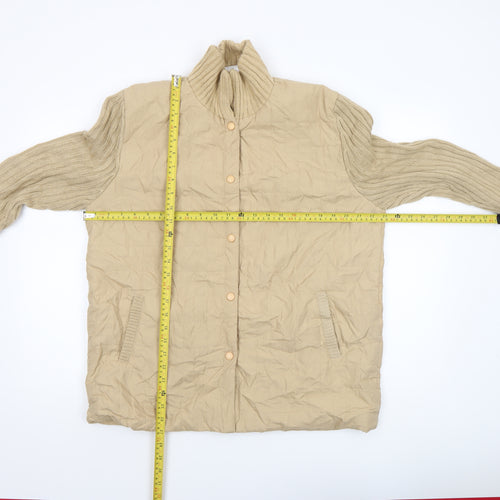 Damart Women Beige Quilted Knit Sleeve Jacket Size L