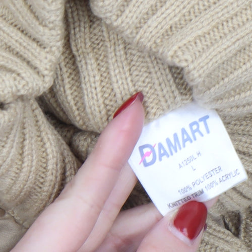 Damart Women Beige Quilted Knit Sleeve Jacket Size L