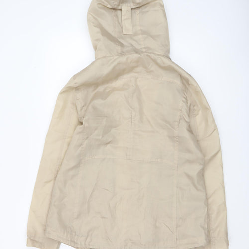 Maine New England Women's Beige Hooded Rain Coat Size 14 Shower Resistant