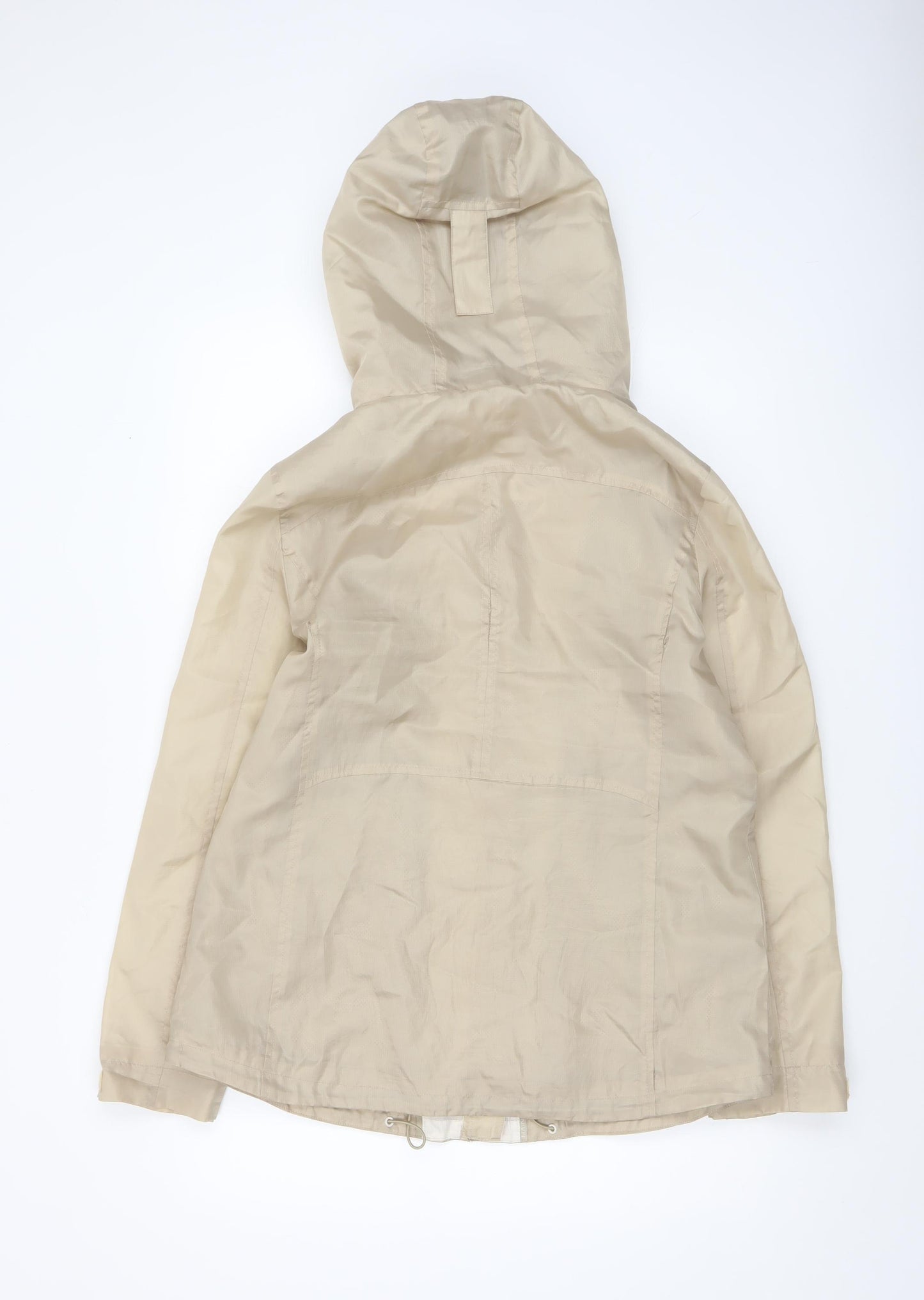 Maine New England Women's Beige Hooded Rain Coat Size 14 Shower Resistant