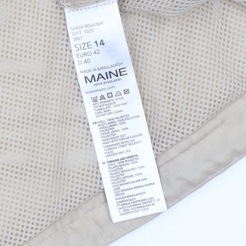 Maine New England Women's Beige Hooded Rain Coat Size 14 Shower Resistant