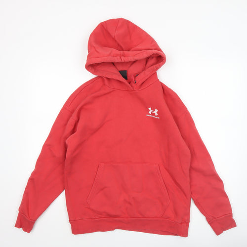 Under Armour Boys Red Pullover Hoodie Small Cotton Blend Sportswear
