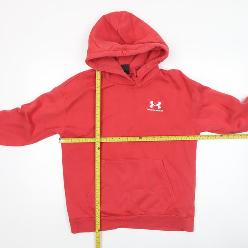 Under Armour Boys Red Pullover Hoodie Small Cotton Blend Sportswear