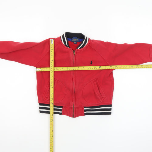 Ralph Lauren Boys Red Bomber Jacket Size 4 Years Cotton Zip Up