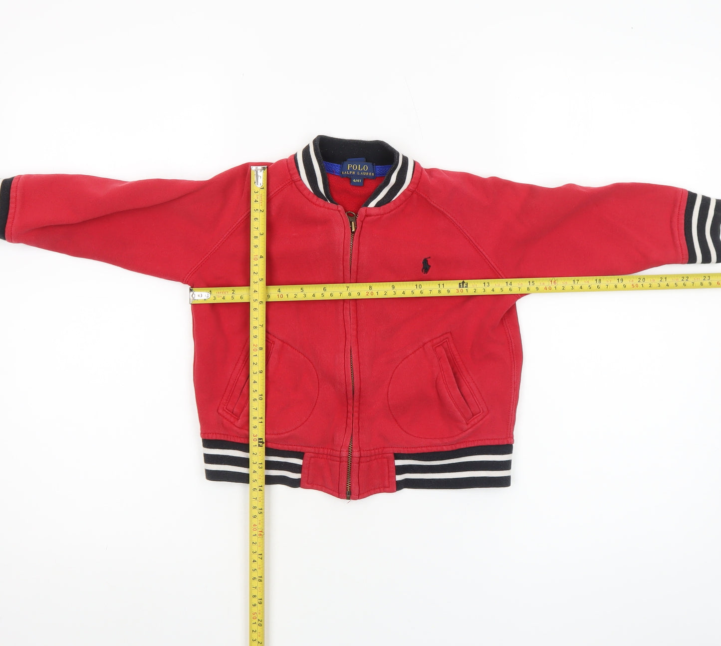 Ralph Lauren Boys Red Bomber Jacket Size 4 Years Cotton Zip Up