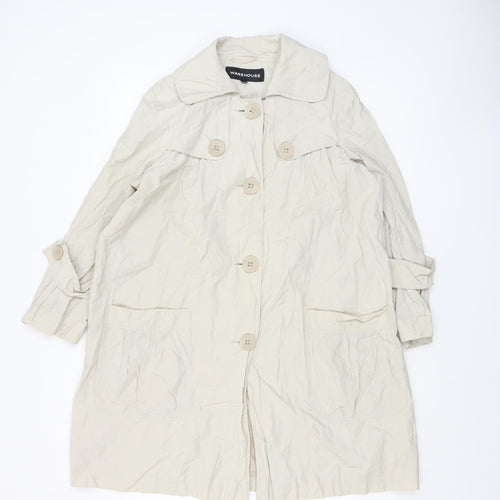 Warehouse Women's Beige Trench Coat Size 12 Cotton Blend