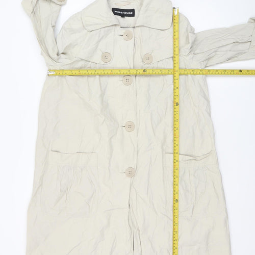 Warehouse Women's Beige Trench Coat Size 12 Cotton Blend