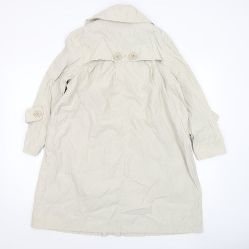Warehouse Women's Beige Trench Coat Size 12 Cotton Blend