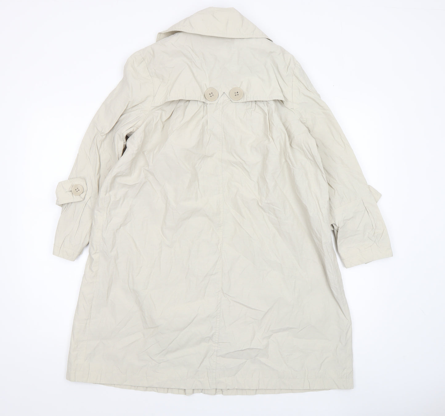 Warehouse Women's Beige Trench Coat Size 12 Cotton Blend