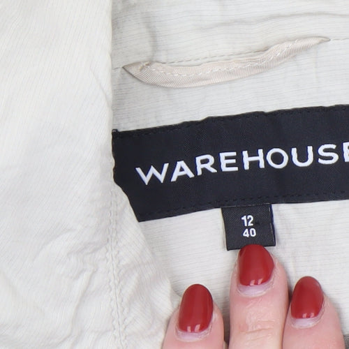 Warehouse Women's Beige Trench Coat Size 12 Cotton Blend