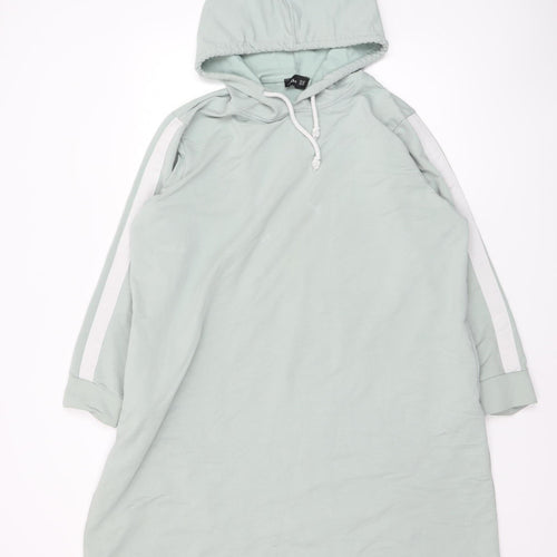 Alia Women’s Mint Green Longline Hoodie Dress UK 20 Pullover Cotton