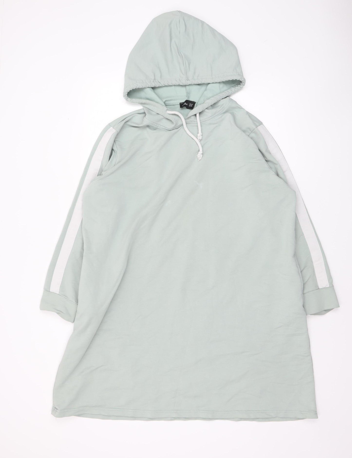 Alia Women’s Mint Green Longline Hoodie Dress UK 20 Pullover Cotton