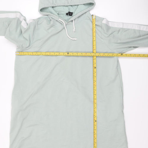 Alia Women’s Mint Green Longline Hoodie Dress UK 20 Pullover Cotton