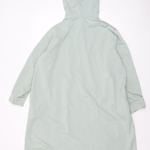 Alia Women’s Mint Green Longline Hoodie Dress UK 20 Pullover Cotton