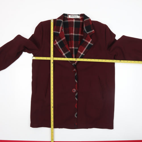 Solomon Womens Red Wool Blend Checked Lined Blazer Size 12