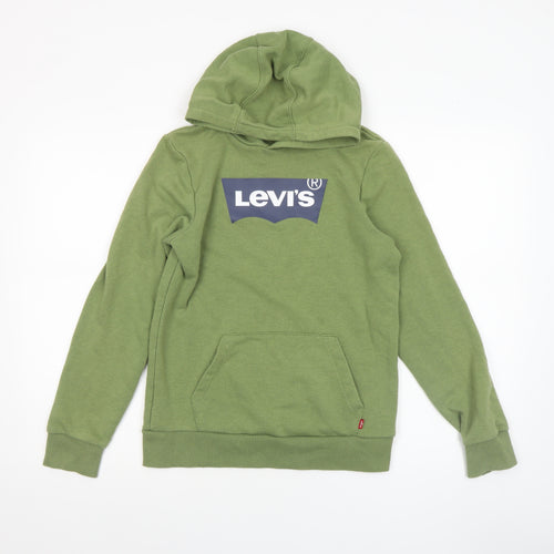 Levi's Boys Green Pullover Hoodie 14A (164cm) Cotton Blend Logo Design