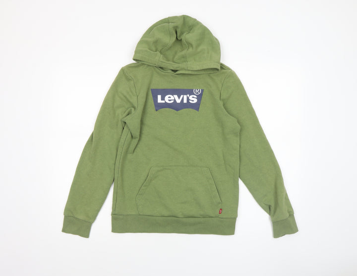 Levi's Boys Green Pullover Hoodie 14A (164cm) Cotton Blend Logo Design