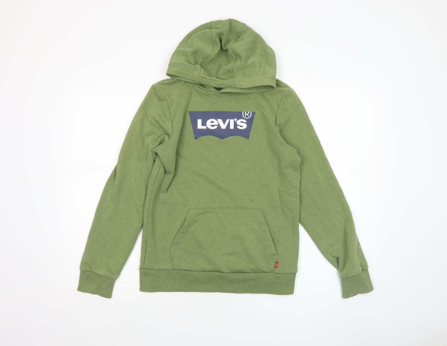 Levi's Boys Green Pullover Hoodie 14A (164cm) Cotton Blend Logo Design