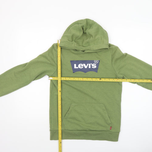 Levi's Boys Green Pullover Hoodie 14A (164cm) Cotton Blend Logo Design